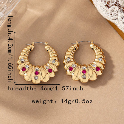 1 Pair Retro Geometric Inlay Alloy Glass 14K Gold Plated Earrings