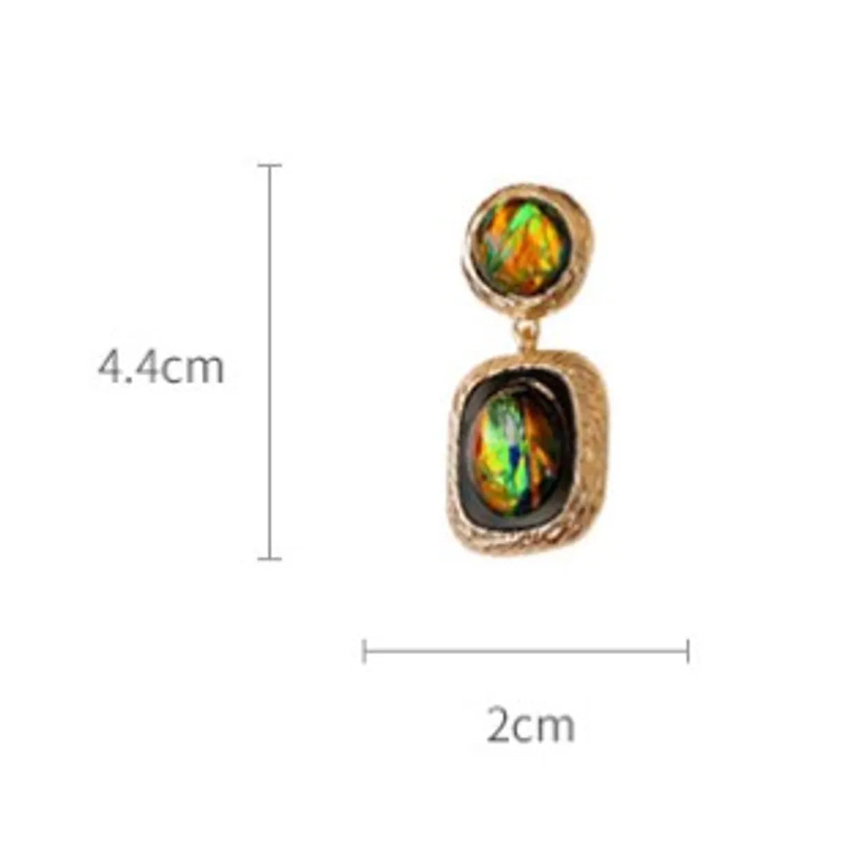 1 Pair Retro Geometric Inlay Alloy Resin Drop Earrings