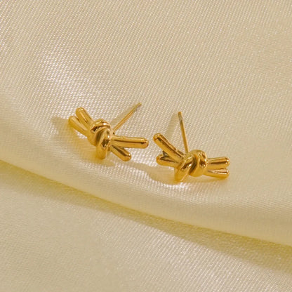 1 Pair Retro Geometric Leaf Waves Plating Stainless Steel Ear Studs