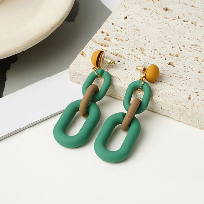 1 Pair Retro Geometric Metal Spray Paint Women's Earrings