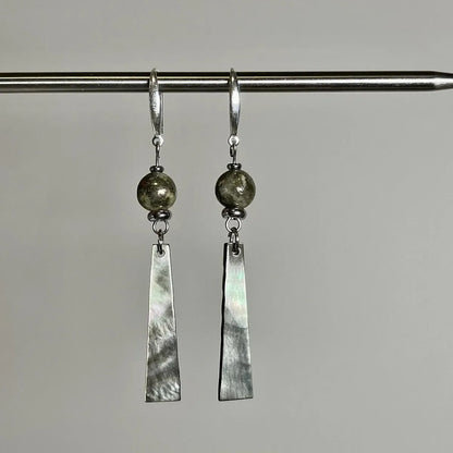 1 Pair Retro Geometric Natural Stone Shell Drop Earrings