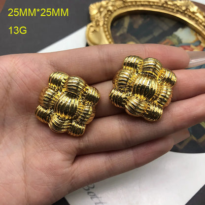 1 Pair Retro Geometric Plating Alloy Ear Studs