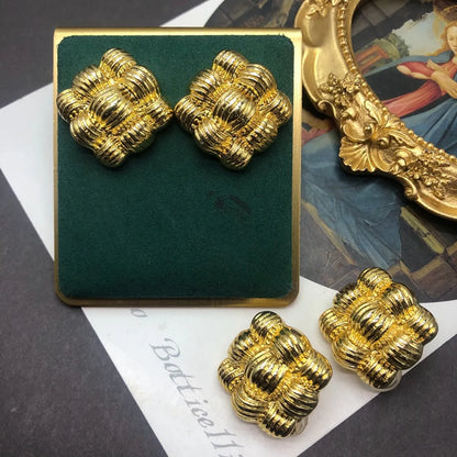 1 Pair Retro Geometric Plating Alloy Ear Studs