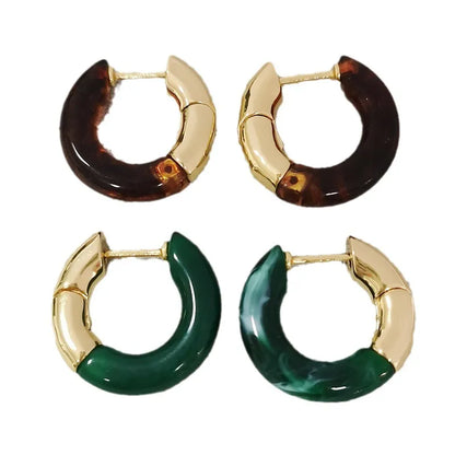 1 Pair Retro Geometric Plating Inlay Copper Artificial Gemstones Earrings