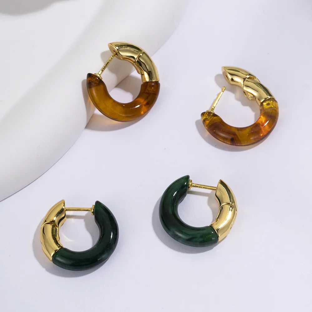 1 Pair Retro Geometric Plating Inlay Copper Artificial Gemstones Earrings