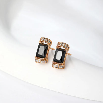 1 Pair Retro Xuping Geometric Plating Inlay Copper Zircon 18k Gold Plated Ear Studs