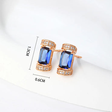 1 Pair Retro Xuping Geometric Plating Inlay Copper Zircon 18k Gold Plated Ear Studs