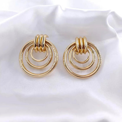 1 Pair Retro Geometric Plating Iron Earrings