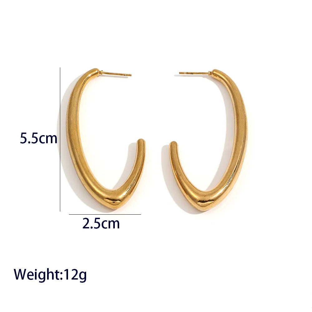 1 Pair Retro Geometric Plating 304 Stainless Steel 18K Gold Plated Earrings