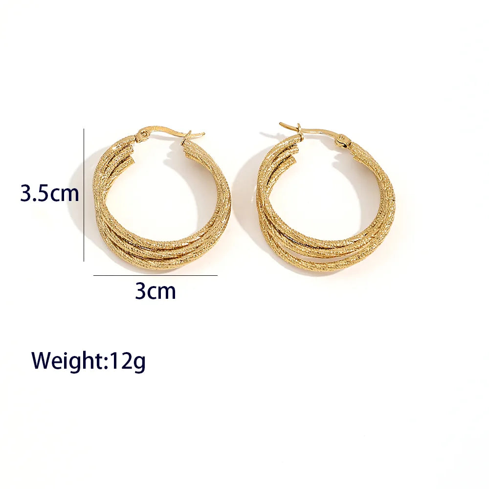 1 Pair Retro Geometric Plating 304 Stainless Steel 18K Gold Plated Earrings