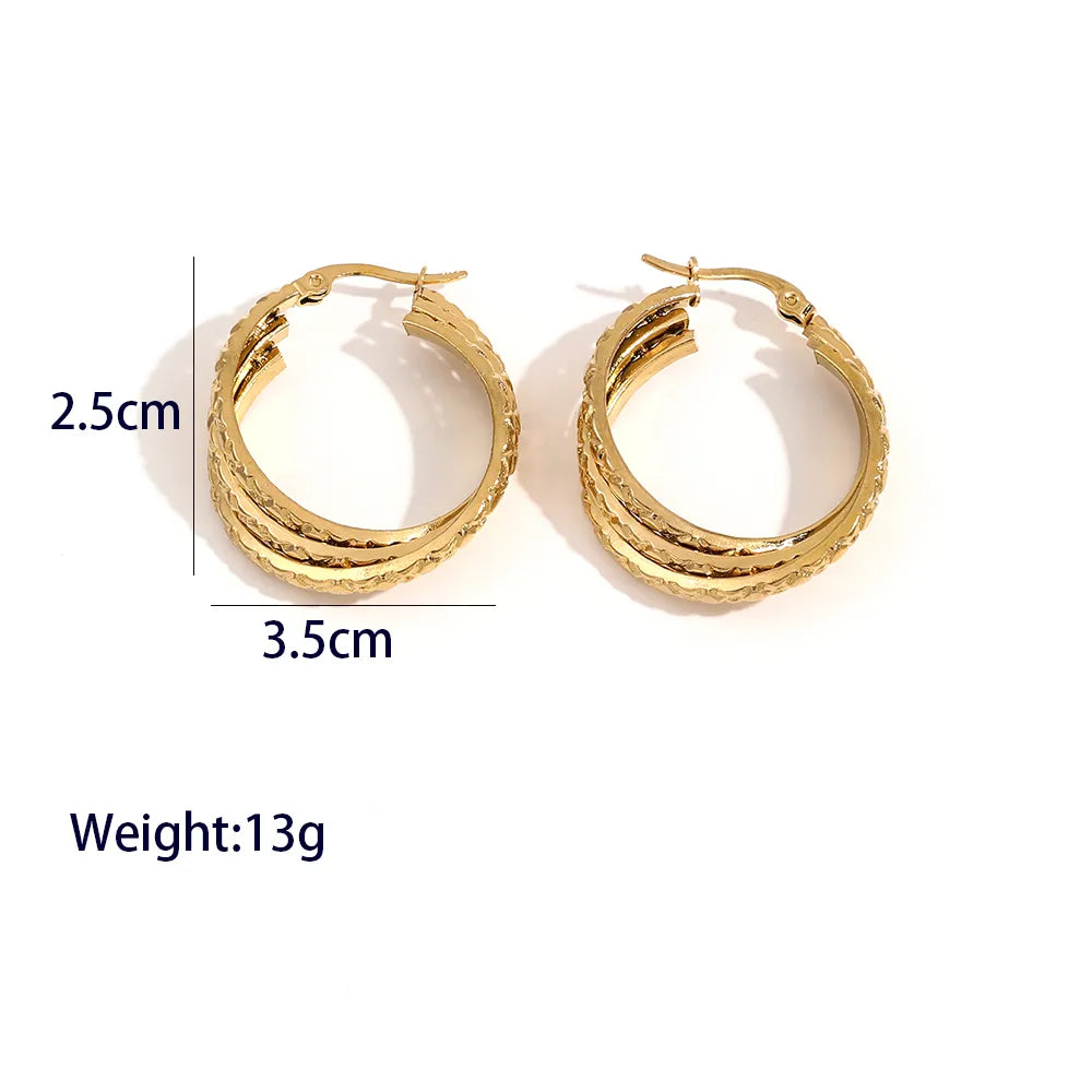 1 Pair Retro Geometric Plating 304 Stainless Steel 18K Gold Plated Earrings