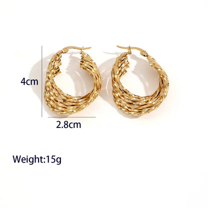 1 Pair Retro Geometric Plating 304 Stainless Steel 18K Gold Plated Earrings