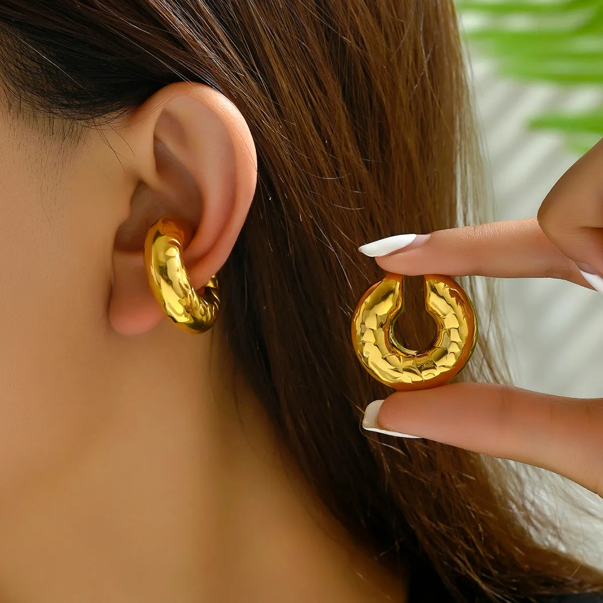 1 Pair Retro Geometric Plating 304 Stainless Steel Titanium Steel 18K Gold Plated Ear Cuffs