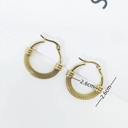 1 Pair Retro Geometric Plating Titanium Steel 18k Gold Plated Earrings