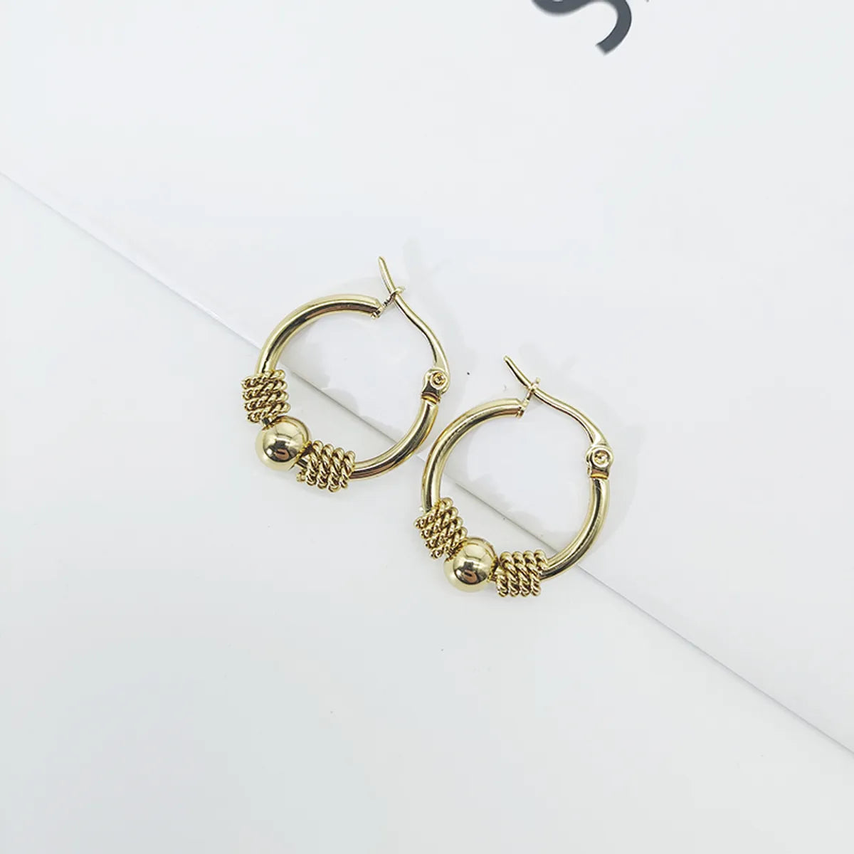 1 Pair Retro Geometric Plating Titanium Steel 18k Gold Plated Earrings