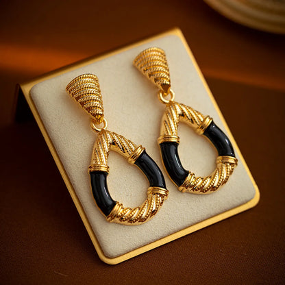 1 Pair Retro Geometric Plating Zinc Alloy 18K Gold Plated Drop Earrings