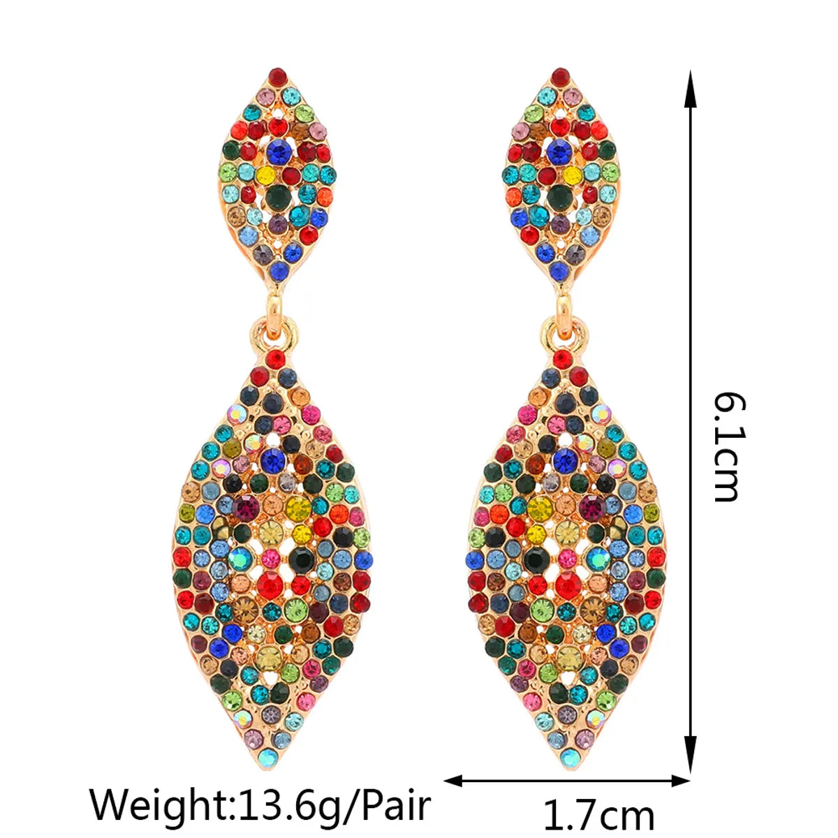 1 Pair Retro Geometric Inlay Rhinestone Artificial Gemstones Drop Earrings