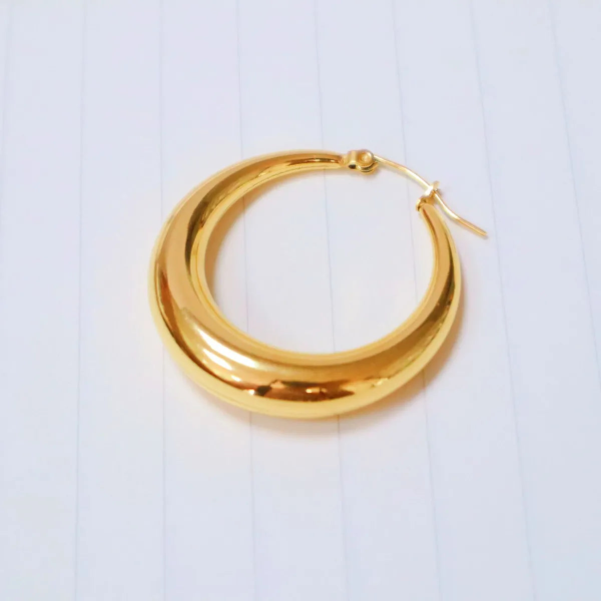 1 Pair Retro Geometric Solid Color Stainless Steel Plating Hoop Earrings