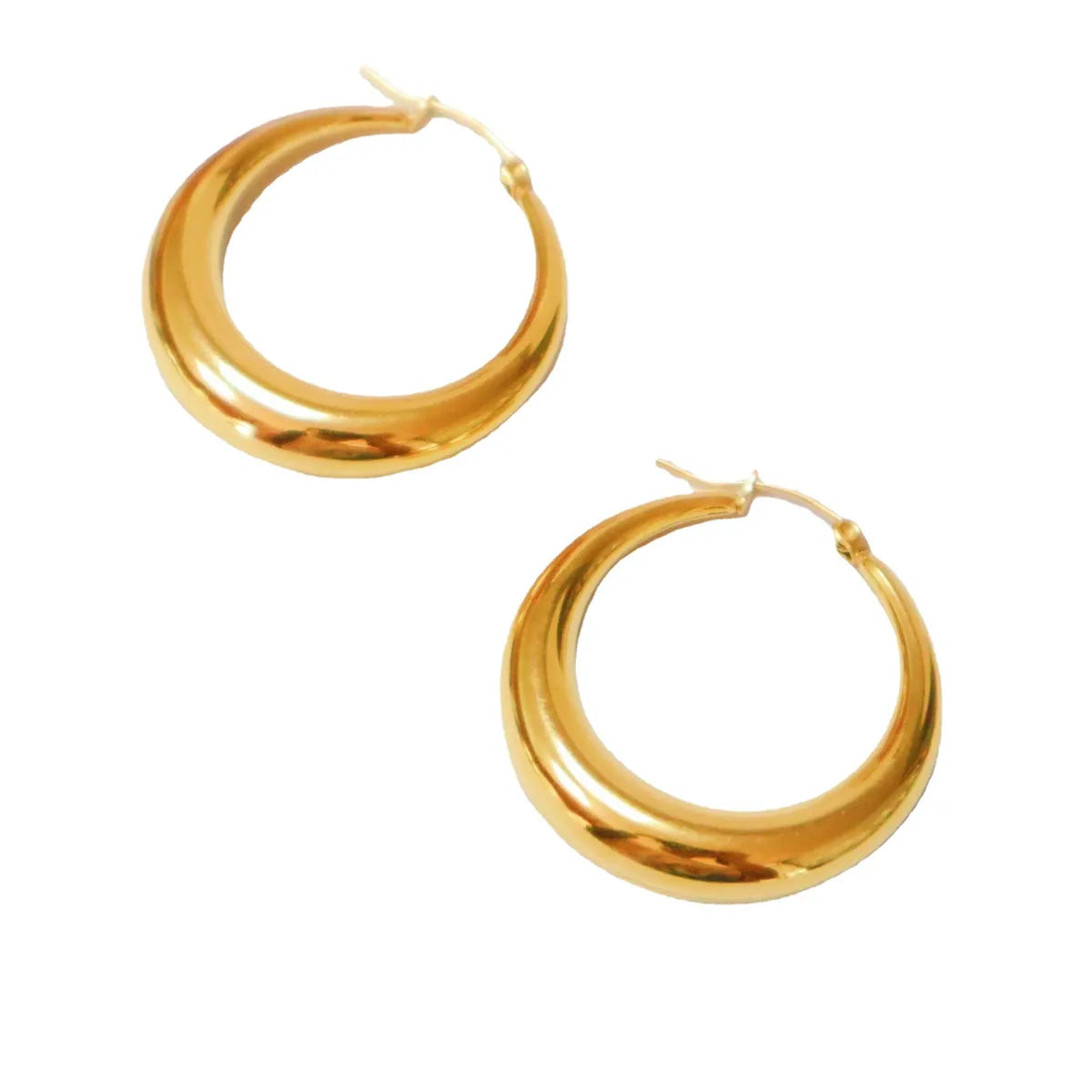 1 Pair Retro Geometric Solid Color Stainless Steel Plating Hoop Earrings