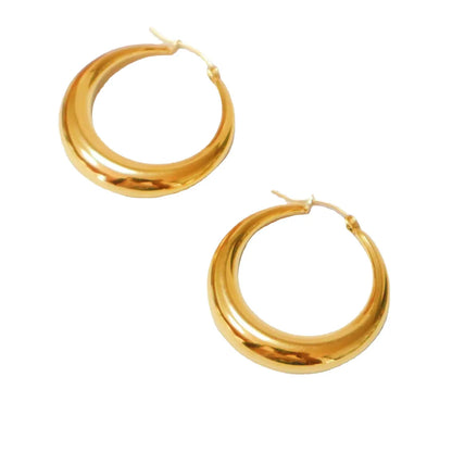 1 Pair Retro Geometric Solid Color Stainless Steel Plating Hoop Earrings