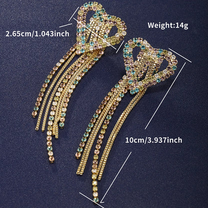 1 Pair Retro Geometric Tassel Heart Shape Plating Inlay Alloy Copper Alloy Artificial Gemstones 14k Gold Plated Drop Earrings