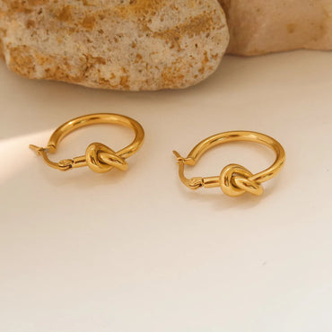 1 Pair Retro Geometric Titanium Steel Plating Hoop Earrings