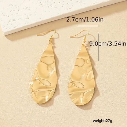 1 Pair Retro Geometric Water Droplets Plating Alloy Drop Earrings