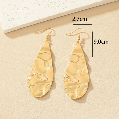 1 Pair Retro Geometric Water Droplets Plating Alloy Drop Earrings