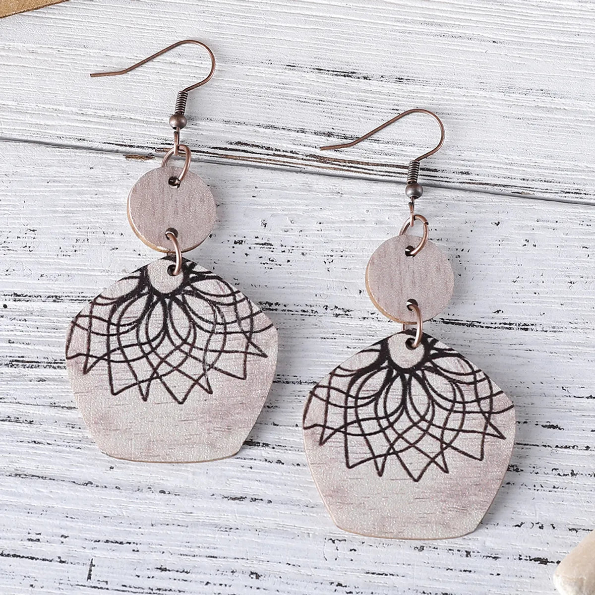 1 Pair Retro Geometric Wood Drop Earrings