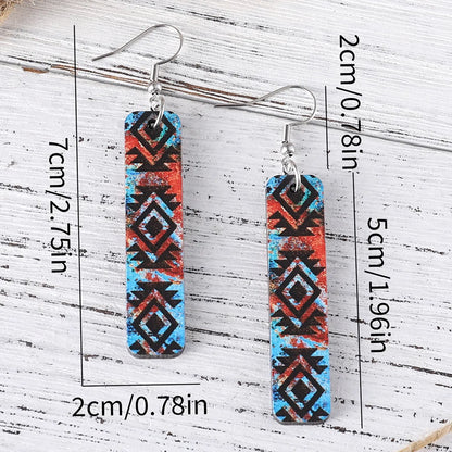 1 Pair Retro Geometric Wood Drop Earrings