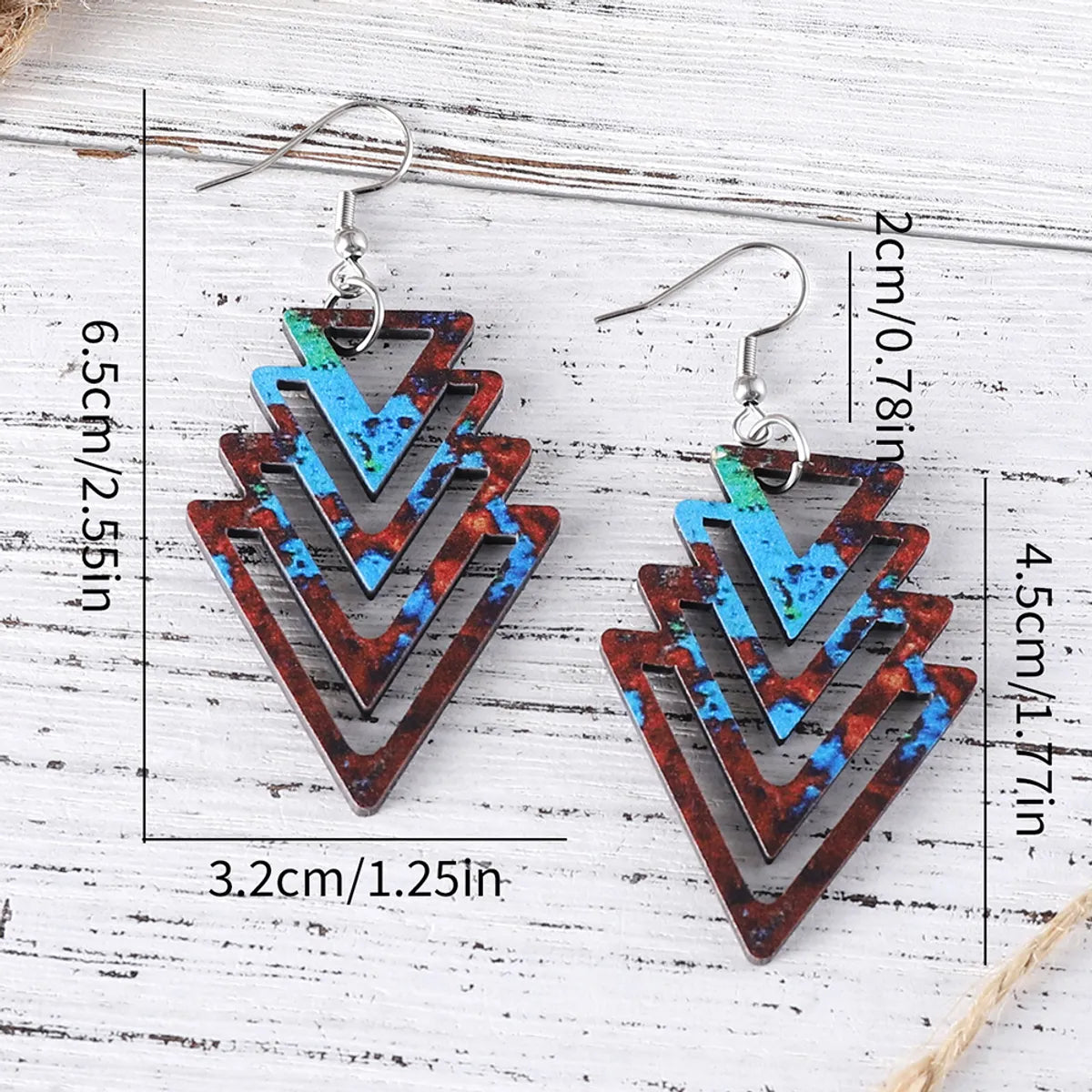 1 Pair Retro Geometric Wood Drop Earrings