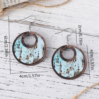 1 Pair Retro Geometric Wood Drop Earrings