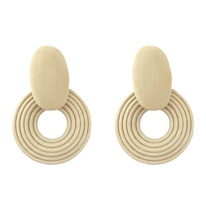 1 Pair Retro Geometric Wood Ear Studs