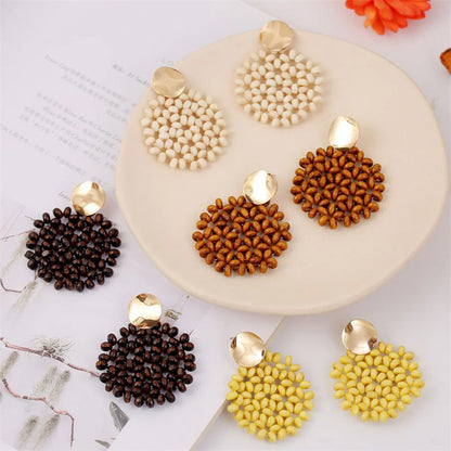 1 Pair Retro Geometric Wood Handmade Women's Drop Earrings