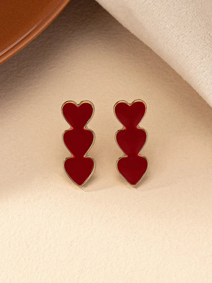 1 Pair Retro Heart Shape Enamel Plating Alloy Ear Studs