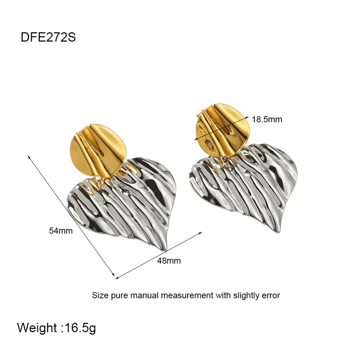 1 Pair Retro Heart Shape Plating 304 Stainless Steel Earrings