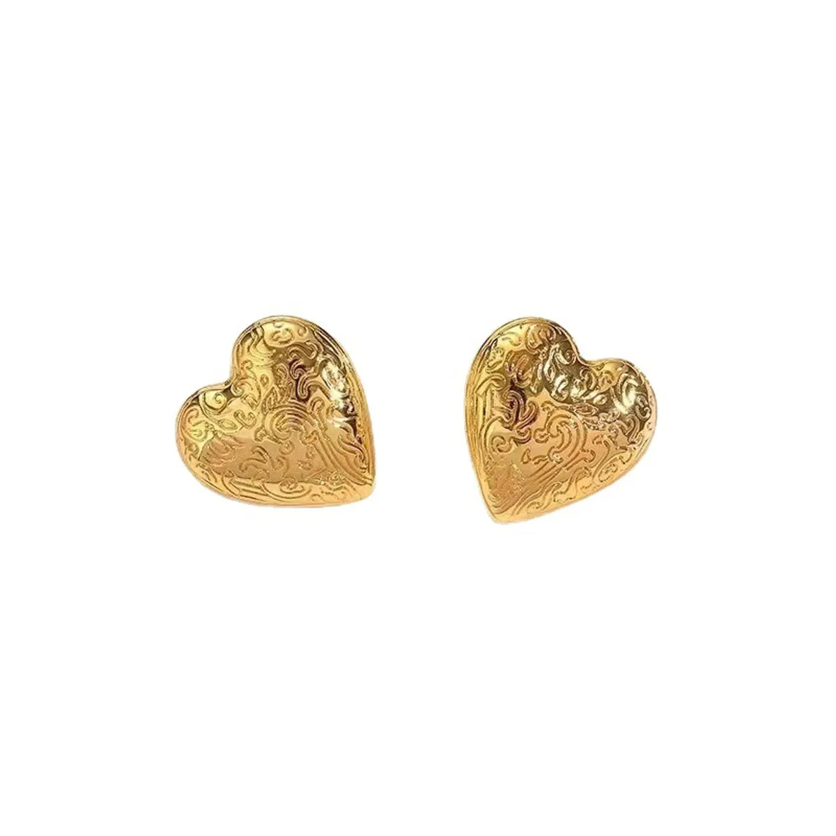 1 Pair Retro Heart Shape Plating Copper Ear Studs