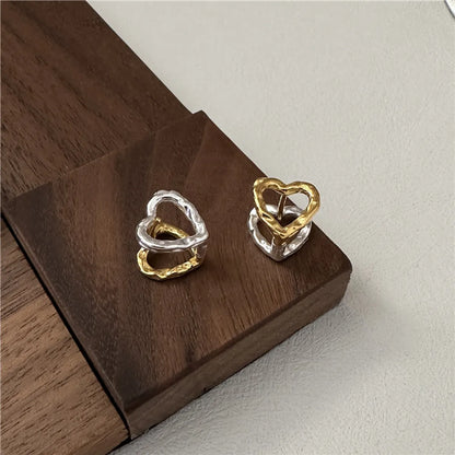 1 Pair Retro Heart Shape Sterling Silver Ear Cuffs