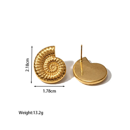 1 Pair Retro Irregular Solid Color Spiral Plating 304 Stainless Steel 18K Gold Plated Ear Studs