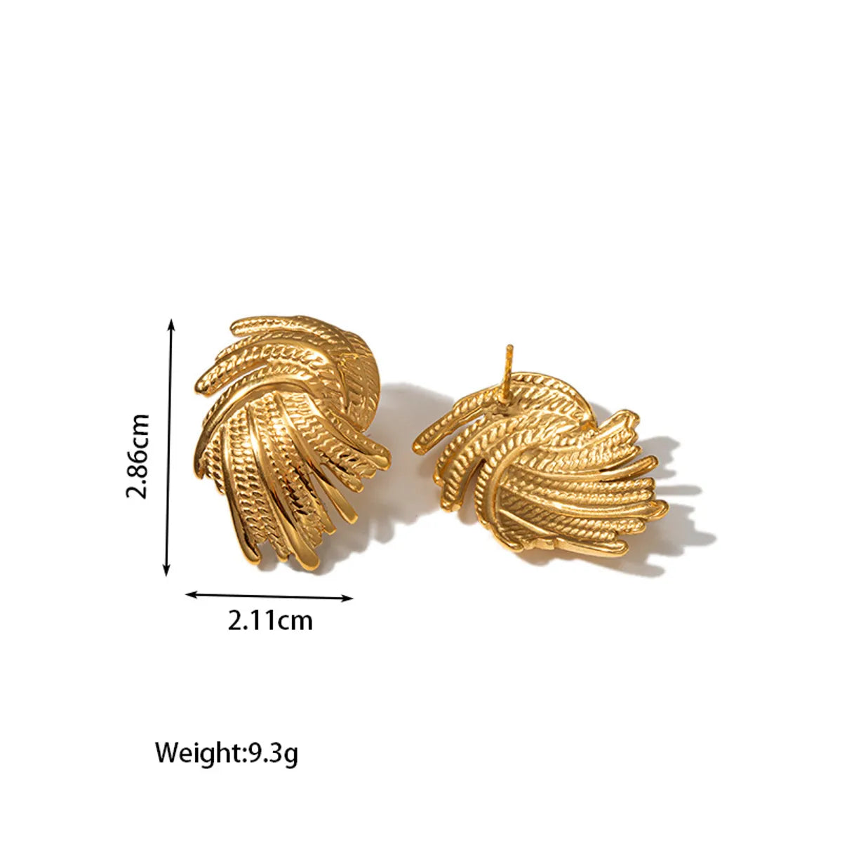 1 Pair Retro Irregular Solid Color Spiral Plating 304 Stainless Steel 18K Gold Plated Ear Studs