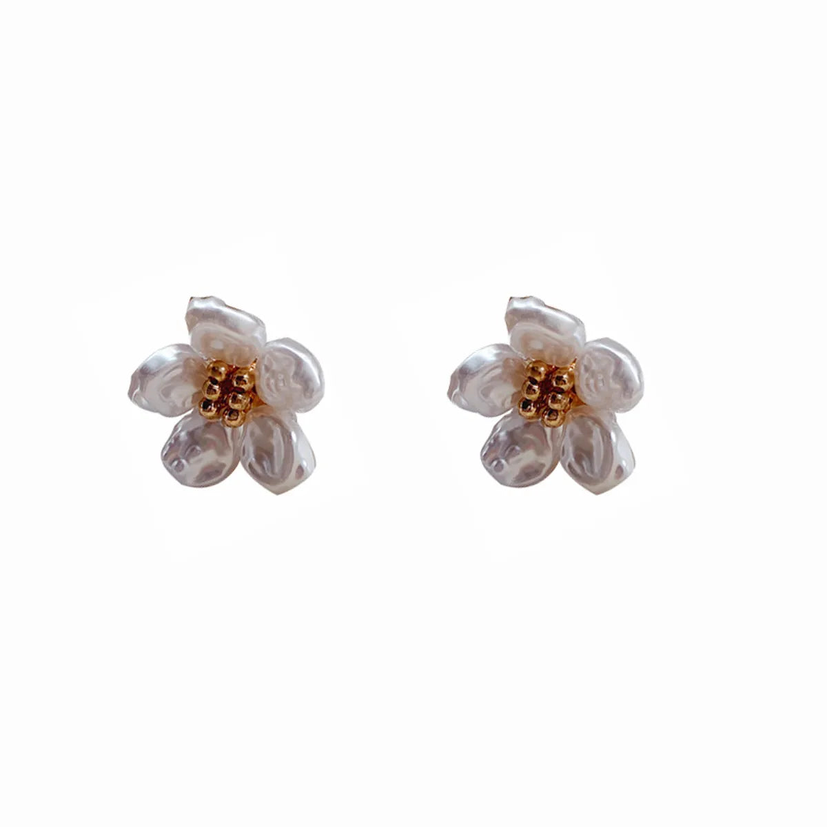 1 Pair Retro Lady Flower Imitation Pearl Alloy Ear Studs