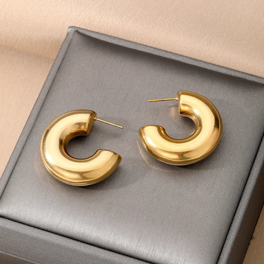 1 Pair Retro Lady Geometric Plating Stainless Steel Ear Studs