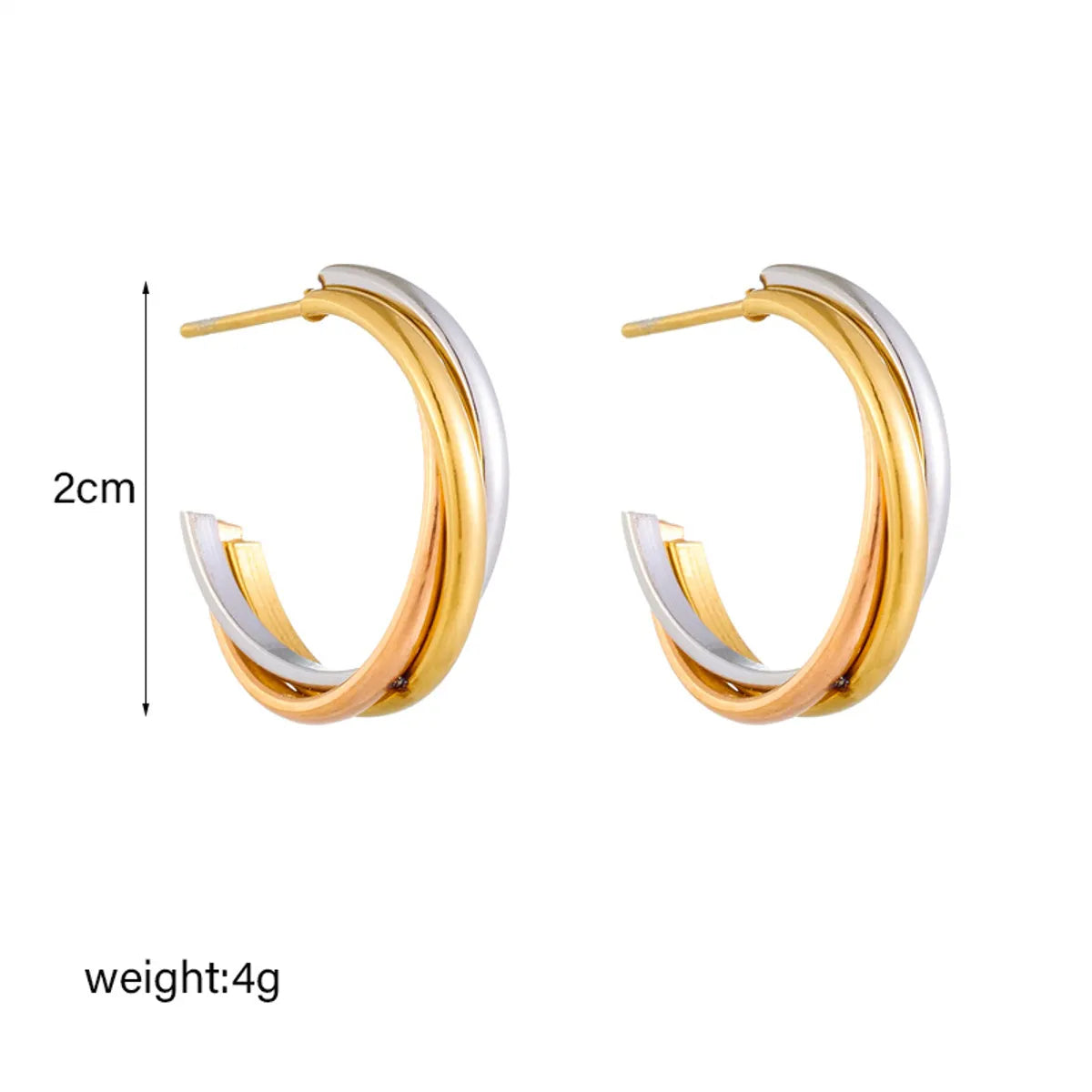 1 Pair Retro Lady Geometric Plating Titanium Steel Ear Studs