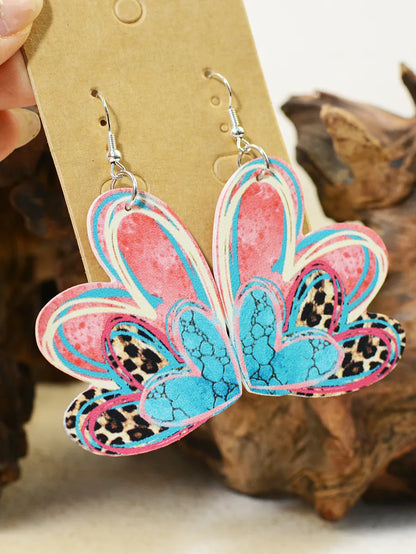 1 Pair Retro Lady Heart Shape Pu Leather Earrings