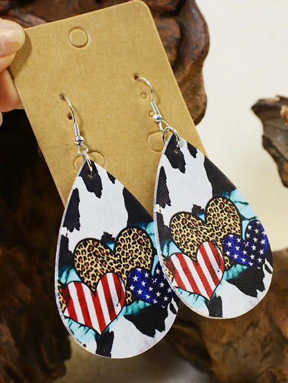 1 Pair Retro Lady Heart Shape Pu Leather Earrings