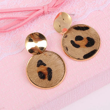 1 Pair Retro Lady Leopard Copper Gold Plated Drop Earrings