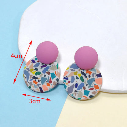 1 Pair Retro Lady Roman Style Geometric Soft Clay Ear Studs