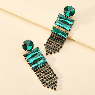 1 Pair Retro Lady Romantic Geometric Inlay Copper Alloy Glass Drop Earrings