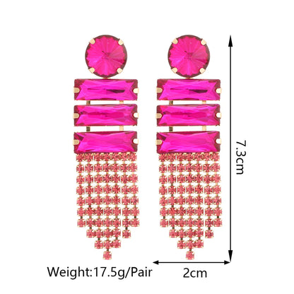 1 Pair Retro Lady Romantic Geometric Inlay Copper Alloy Glass Drop Earrings