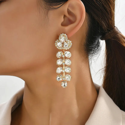 1 Pair Retro Lady Simple Style Geometric Rhinestone Plating Artificial Gemstones Women's Earrings